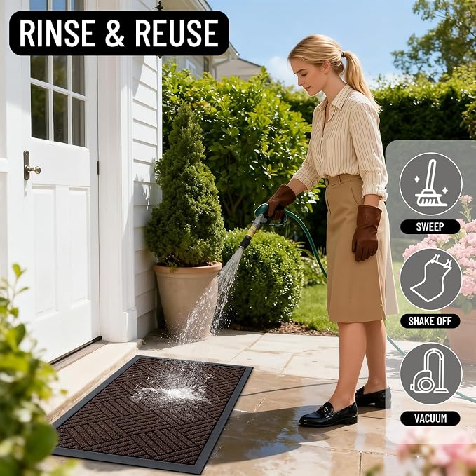 OLANLY Front Door Mat Outside Entrance 47x17, Heavy Duty Sturdy Natural Rubber - Image 7