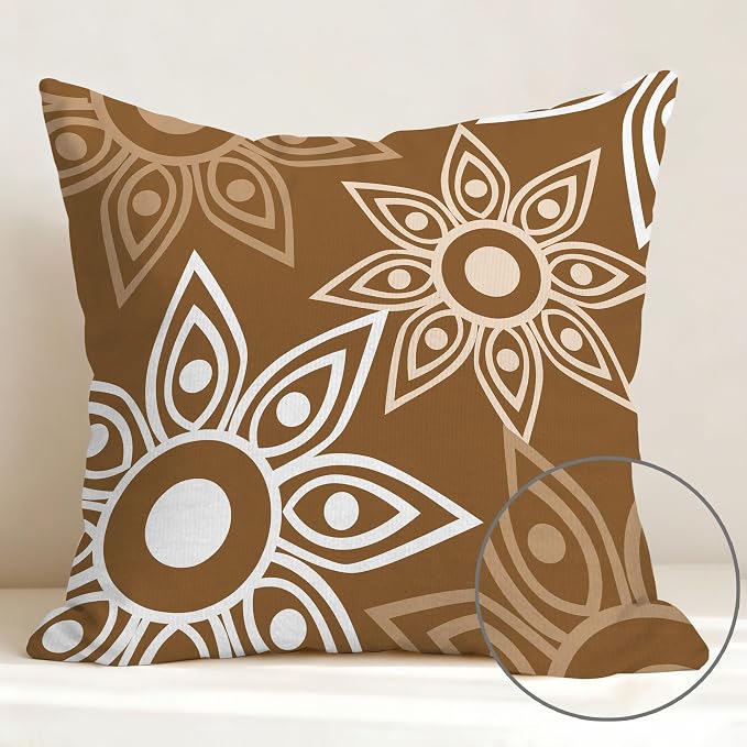 Hexagram Brown Geometric Pillow Covers 20x20 Set of 4, Decorative Outdoor - Image 6