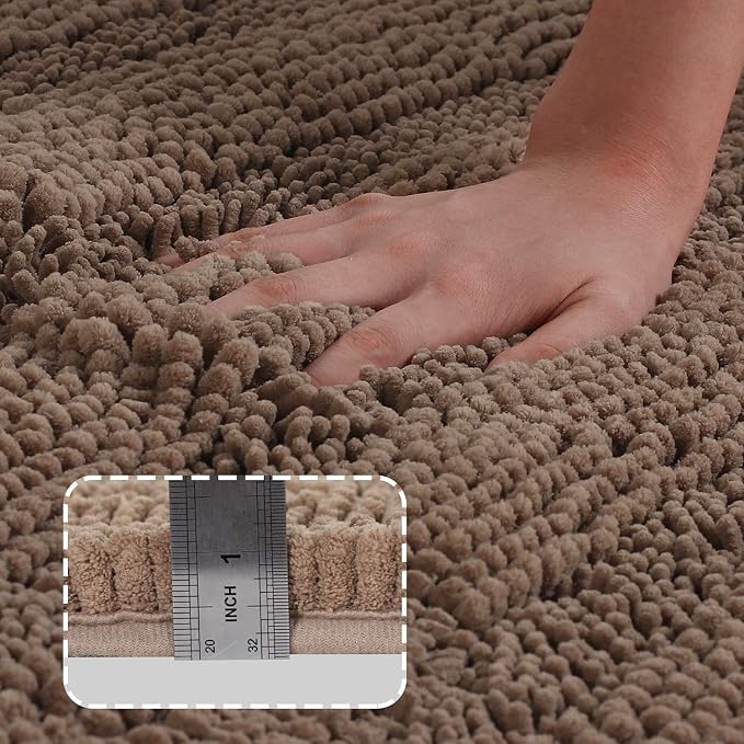 Turquoize Chenille Bathroom Rugs Set Non-Slip Bath Mats - Image 3
