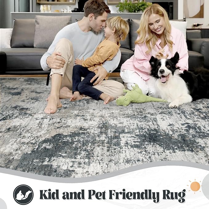 XLUEZ 5x7 Area Rugs for Living Room, Washable Modern Abstract Large Area Rug - Image 3