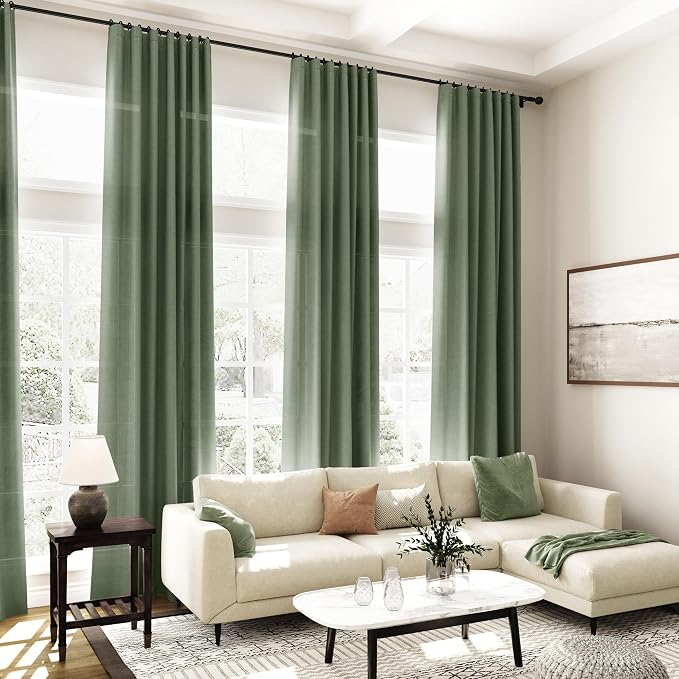Nanspring Olive Green Linen Curtains - Image 7