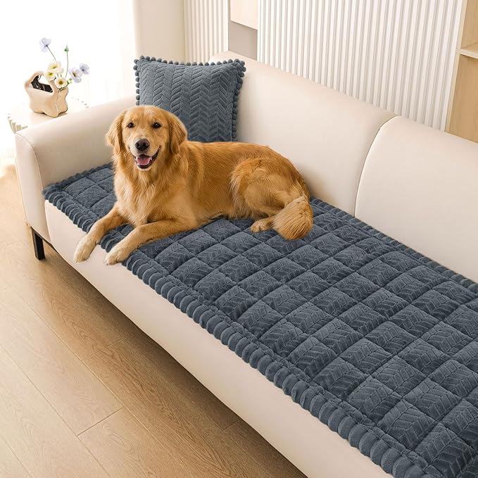Smiry Non Slip Couch Covers for Dogs, Fuzzy Pet Couch Covers for 3 Cushion Sofa by Smiry