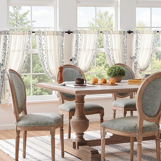 jinchan Winslow Linen Curtains 45 Inch Length Small Window Curtains Embroidered - Image 9