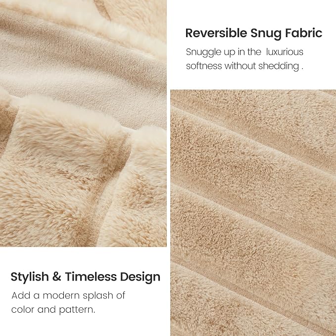 Cozy Bliss Deluxe Sheared Rabbit Faux Fur Throw Blanket, Soft Fuzzy High-Low - Image 7