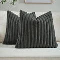FUTEI Dark Grey Decorative Throw Pillow Covers Set of 2, 20x20 Inch Soft Fluffy by FUTEI