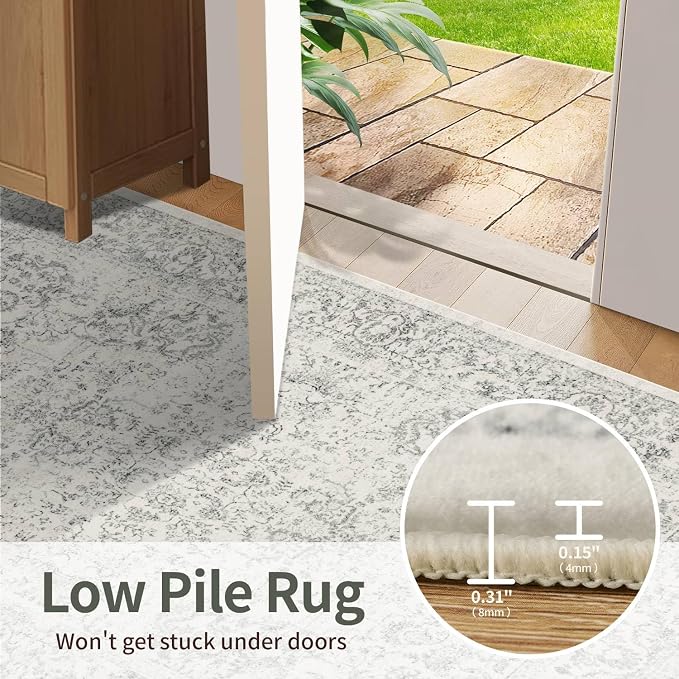 9x12 Extra Large Washable Area Rug, Soft Neutral Vintage Boho Rug - Image 7