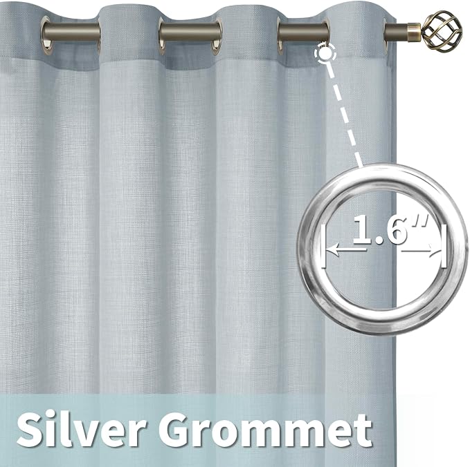LAMIT Haze Blue Linen Curtains 54 Inch - Image 5