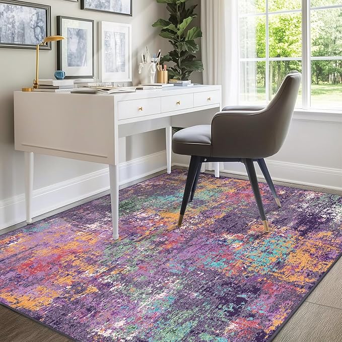 Washable Area Rugs 8'x10' Non-Slip Modern Abstract Soft - Image 8