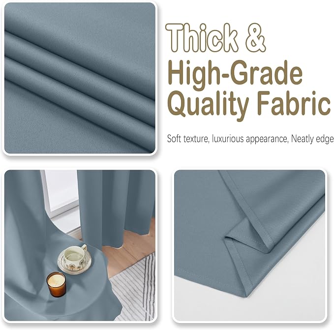OVZME Stone Blue Blackout Curtains - Image 8