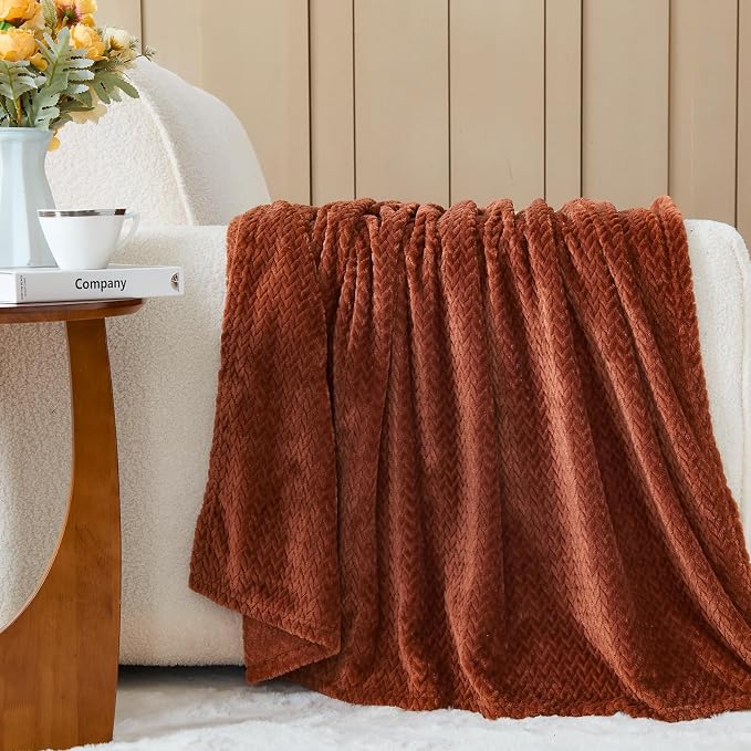 NEWCOSPLAY Super Soft Queen Blanket Coffee Premium Silky Flannel Fleece Leaves - Image 8