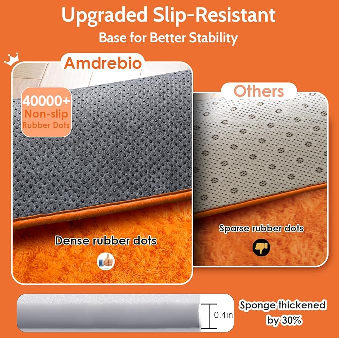 Amdrebio Orange Rugs for Bedroom Living Room, 5x7 Fluffy Fuzzy Area Rugs for - Image 6