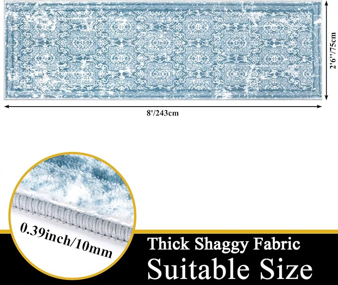 Vaukki Hallway Runner Rug, Vintage Shaggy Soft Laundry Rug Runner, Non Slip - Image 2