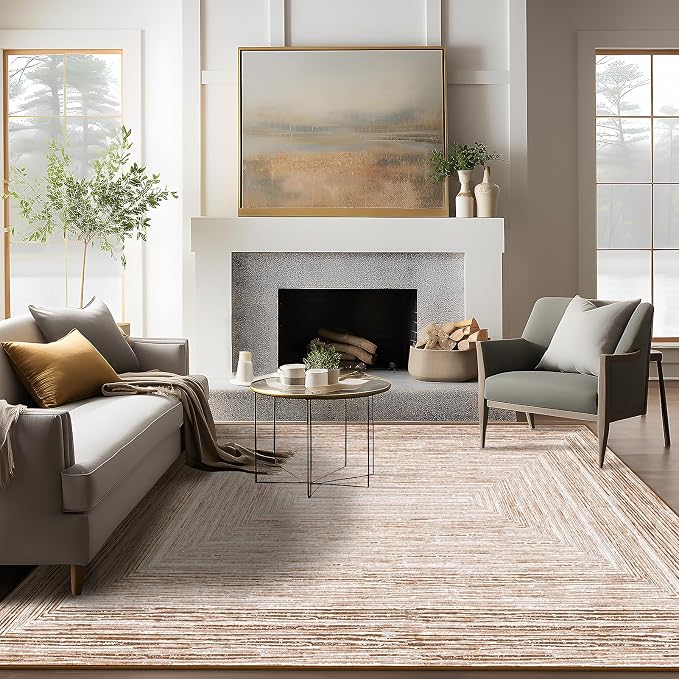Phantoscope Washable Area Rug 5'x7' Non-Slip, Modern Neutral Boho Rugs - Image 7
