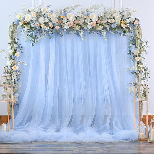 10ft x 12ft Baby Blue Tulle Backdrop Curtain by Suppromo