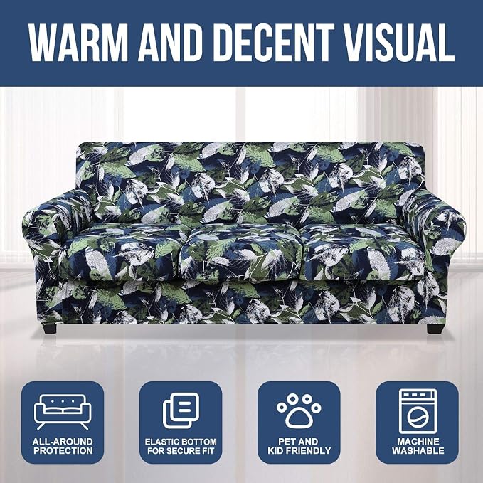 hyha Couch Cover, Floral Pattern, 4 Pieces, Sofa Slipcovers, - Image 8