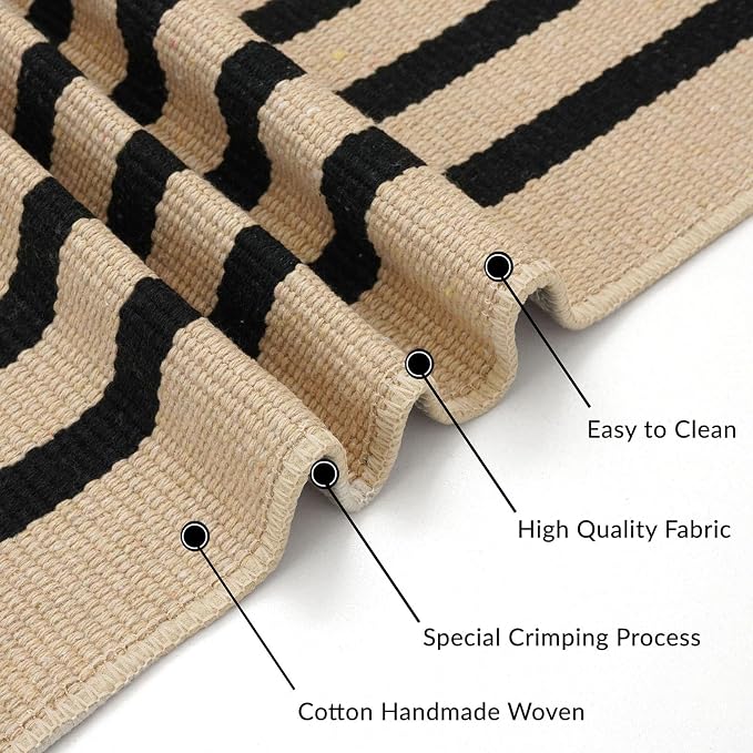 IOHOUZE Striped Area Rug 2'x4.3' Front Door Rugs Small Washable Area Rug - Image 7