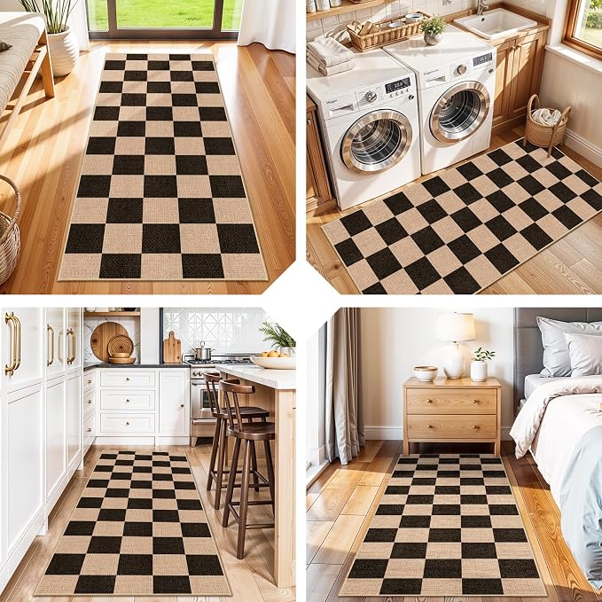 Easy Jute 2x5 Runner Rug: Non Slip Checkered Low Pile Indoor Doormat - Image 4