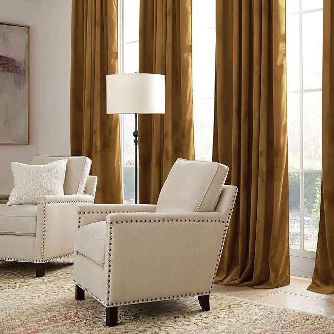 RYB HOME Gold Brown Velvet Curtains 63 inches - Image 5