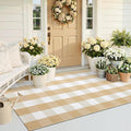 OLANLY Buffalo Plaid Rug 3' x 5' – Beige and White Cotton Checkered Doormat by OLANLY