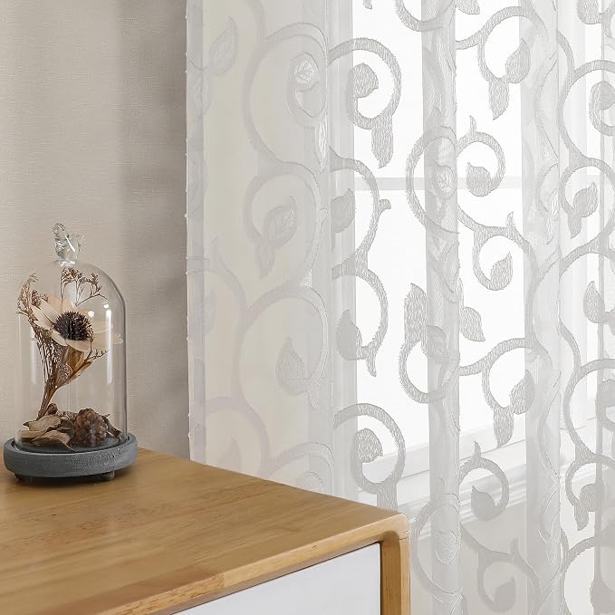 OWENIE Furman Ivory Sheer Curtains 84 inches Long - Image 3
