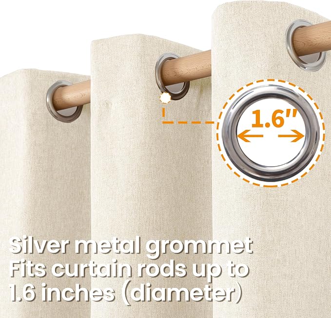 BGment Linen Curtains for Living Room 90 Inch Length 2 Panels Set, Light - Image 6