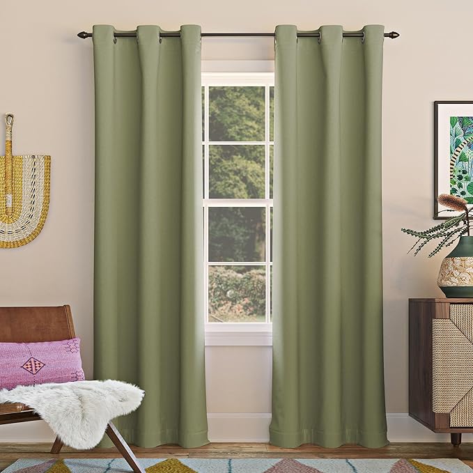 Sun Zero Easton Energy Saving Blackout Grommet Curtain Panel, Sage Green by SunZero%E2%84%A2