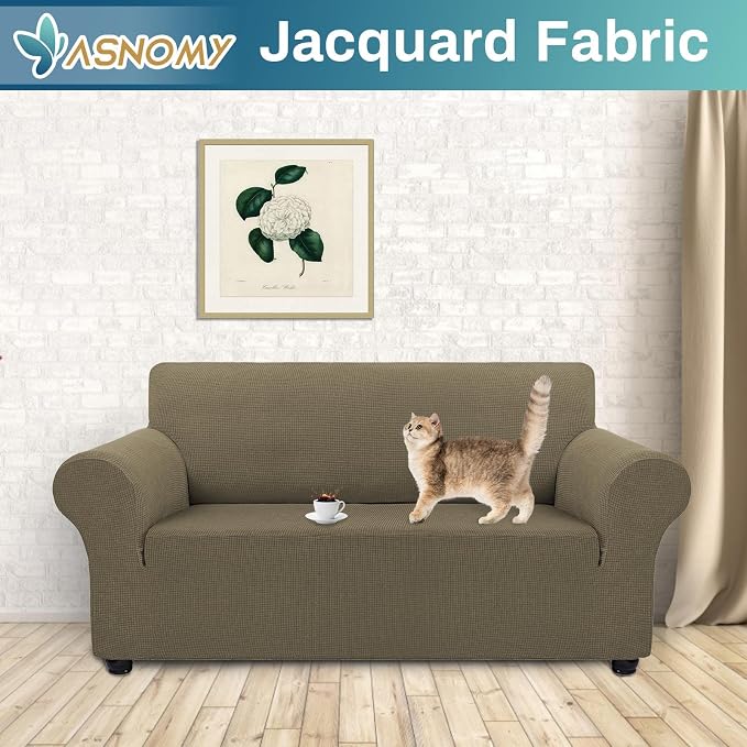 Asnomy Sofa Covers for 2 Cushion Couch Stretch loveseat Covers Slipcovers - Image 2
