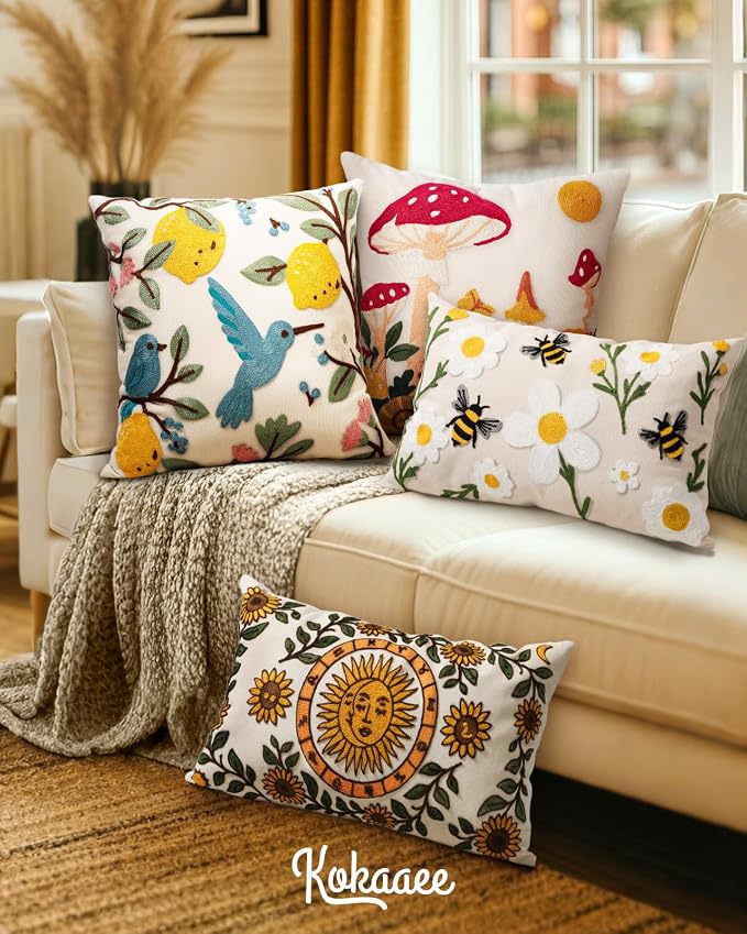 Embroidered Throw Pillow Cover 20x20 Inch - Image 6