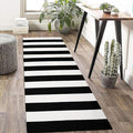 KOZYFLY Black and White Striped Runner Rug 2x6 Ft Washable Hallway Runner Rug by KOZYFLY
