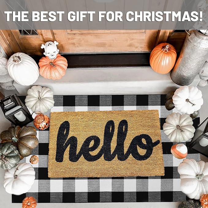 IOHOUZE Buffalo Plaid Checkered Rug 3x5 Ft Front Door Mats, Washable Area Rugs - Image 2