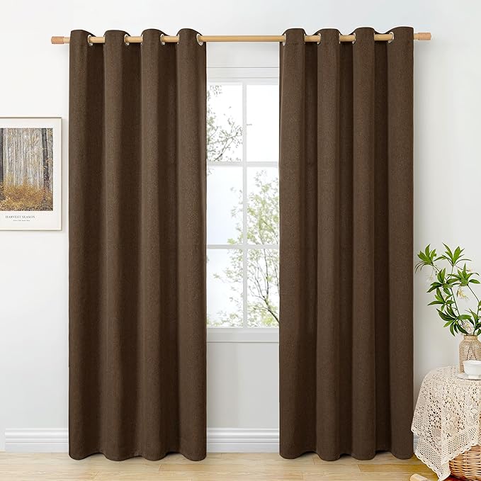 BGment Dark Brown Linen Curtains by BGment