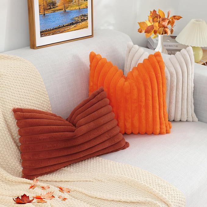 decorUhome Cozy Faux Fur Throw Pillow Covers 20x20 Set of 2 Decorative Soft - Image 8
