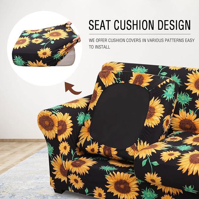 hyha Couch Cover, Floral Pattern, 4 Pieces, Sofa Slipcovers, - Image 2