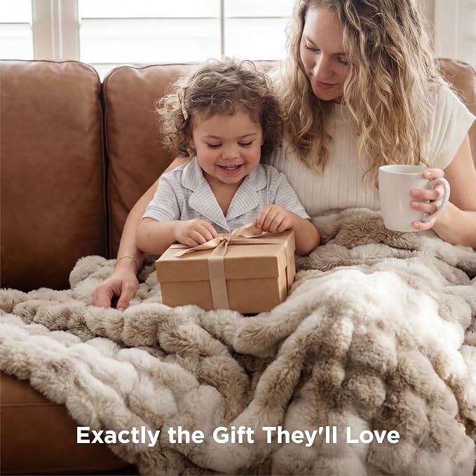 Bedsure GentleSoft Fluffy Fuzzy Tie-dye Taupe Throw Blanket - Image 5