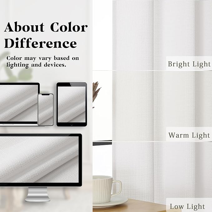 Gwine Ivory Valance Curtain, Light Filtering Faux Linen Textured Valance - Image 6