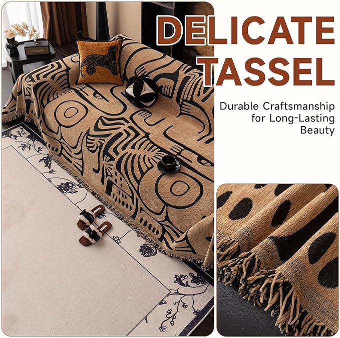 VClife Boho Sofa Cover Pet Sectional Couch Covers, Anti Slip Chenille Sofa - Image 2