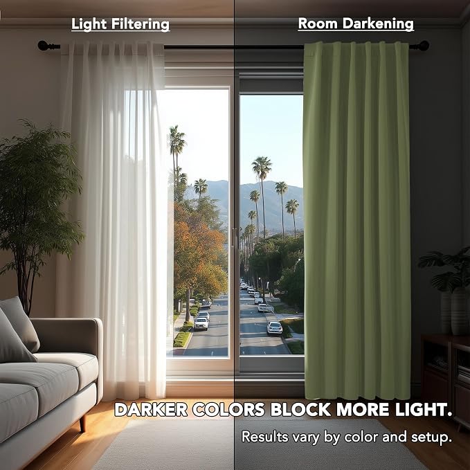 Deconovo Blackout Curtains, Thermal Insulated, W52 x L45 2 Panels, Back Tab - Image 3