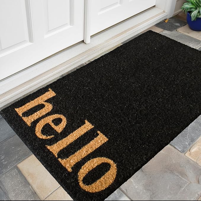 LuxUrux Hello Mats Outdoor Coco Coir Doormat, by LuxUrux