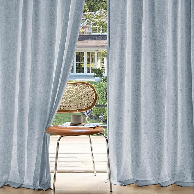 MIULEE Non-See-Through Privacy Linen Curtains 2 Panels, Chambray Blue Light by MIULEE