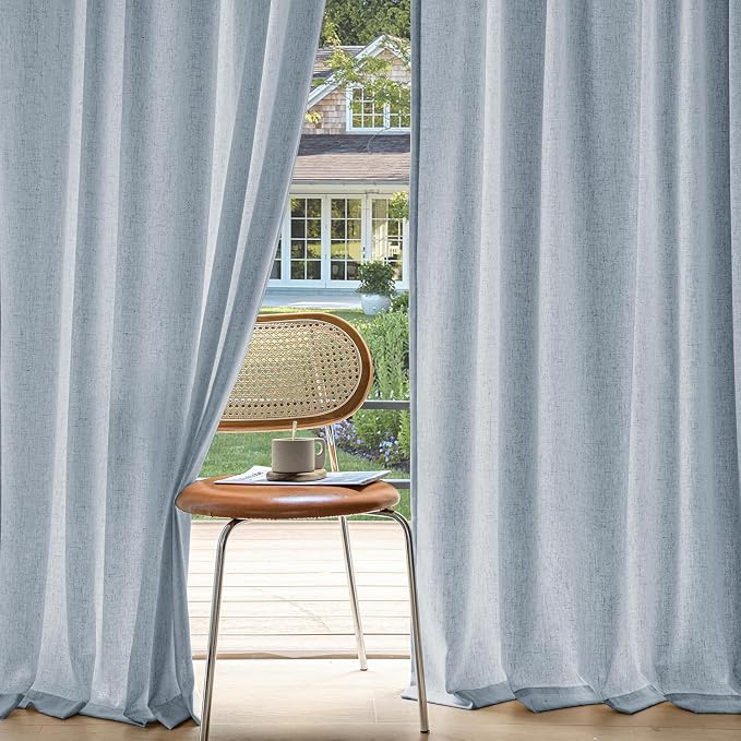 MIULEE Non-See-Through Privacy Linen Curtains 2 Panels, Chambray Blue Light by MIULEE