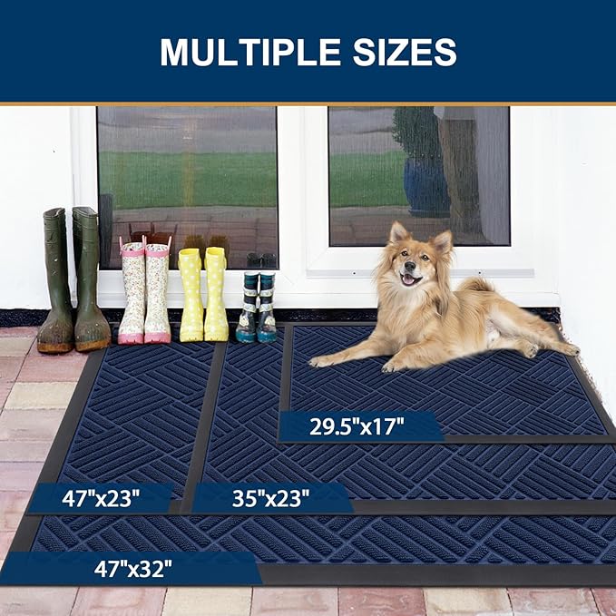 Smiry Front Door Mat Outside Entrance, Heavy Duty Outdoor Indoor Mat, Natural - Image 2