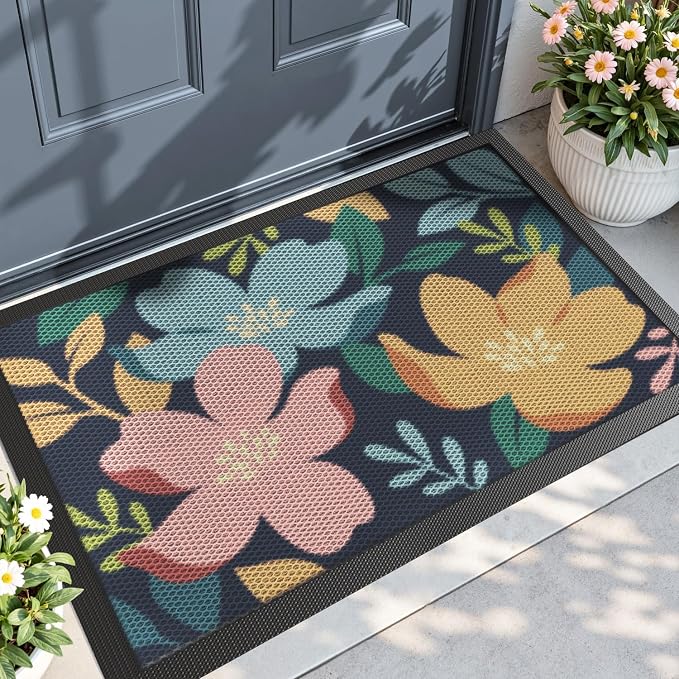 DEXI Front Door Mat Outside Entrance, 17x30 Spring Entryway Doormat Dirt Trapper by DEXI
