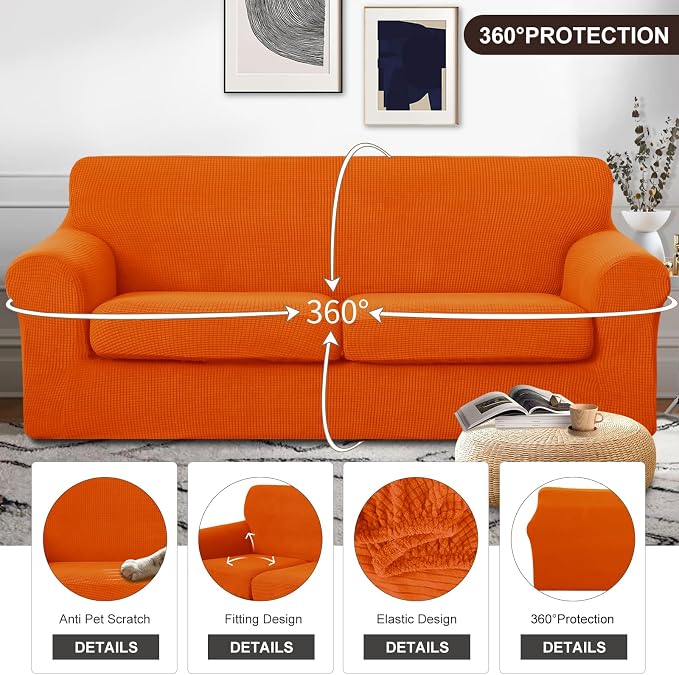 U-NICE HOME 3 Pieces Stretch Couch Cover Sofa Cover Washable Sofa Slipcover - Image 4