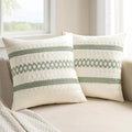 MIULEE Set of 2 Sage Green Boho Decorative Pillow Covers 16x16 Inch Farmhouse by MIULEE