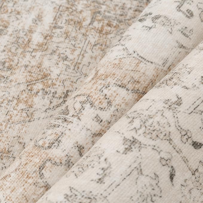 PureCozy 8x10 Washable Area Rug Beige Vintage Distressed Large Rug - Image 9