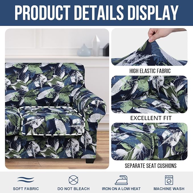hyha Couch Cover, Loveseat Covers, Floral Pattern, 3 Pieces, Sofa Slipcovers - Image 4