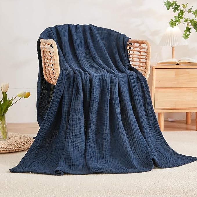 EMME Cotton Blanket Twin XL for Bed Soft Muslin Blankets 66"x90" Lightweight by EMME