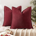 MIULEE Pack of 2 Burgundy Decorative Pillow Covers 16x16 Inch Soft Chenille by MIULEE