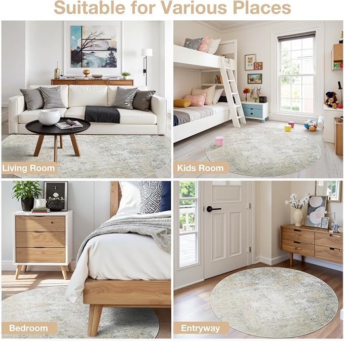 Round Rug 6ft Circle Rug Washable: Carpet Small Circular Area Rug - Image 7
