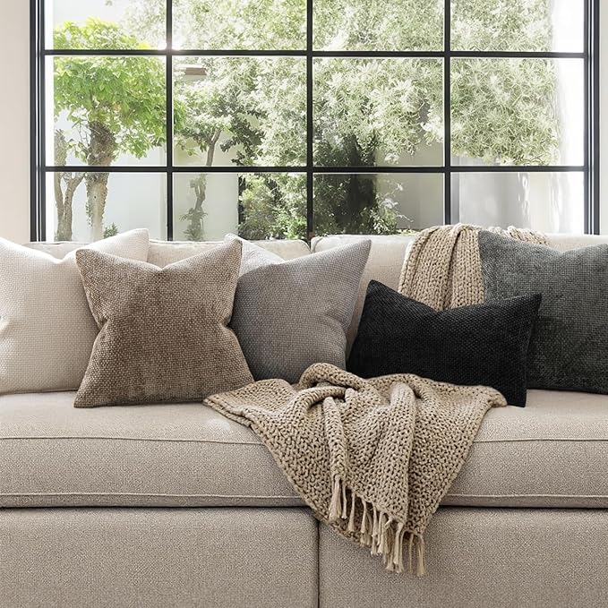 MIULEE Pack of 2 Couch Throw Pillow Covers 18x18 Inch Light Gray Modern Boho - Image 3